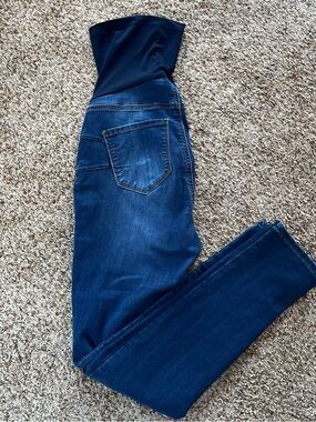 Maternity Dark Blue Stretch Jeggings with Black Support Waistband